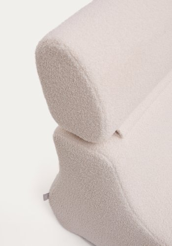 KAVE HOME Club lenestol, m. sammenleggbar hodesttte - krem ​​bouclé-stoff