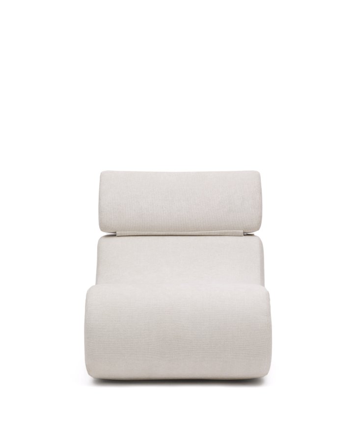 KAVE HOME Club lenestol, m. sammenleggbar hodesttte - perlefarget chenillestoff