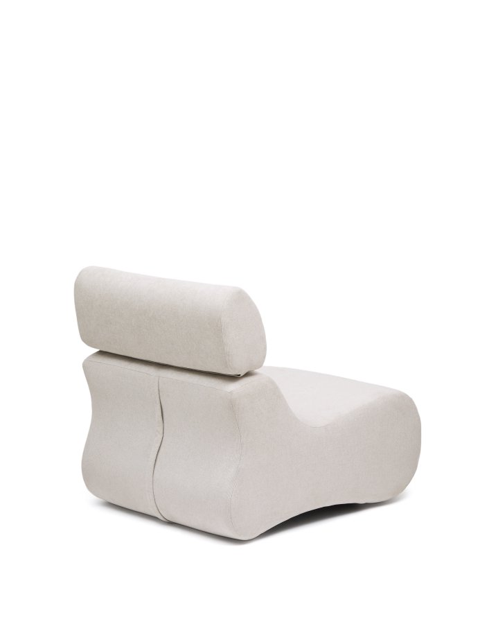 KAVE HOME Club lenestol, m. sammenleggbar hodesttte - perlefarget chenillestoff