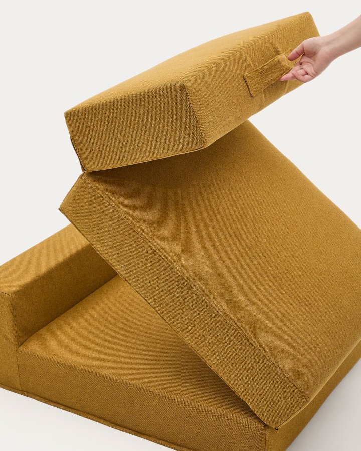KAVE HOME Arty umwandelbarer Pouf/Bett – Senfstoff (70 x 89 (200)