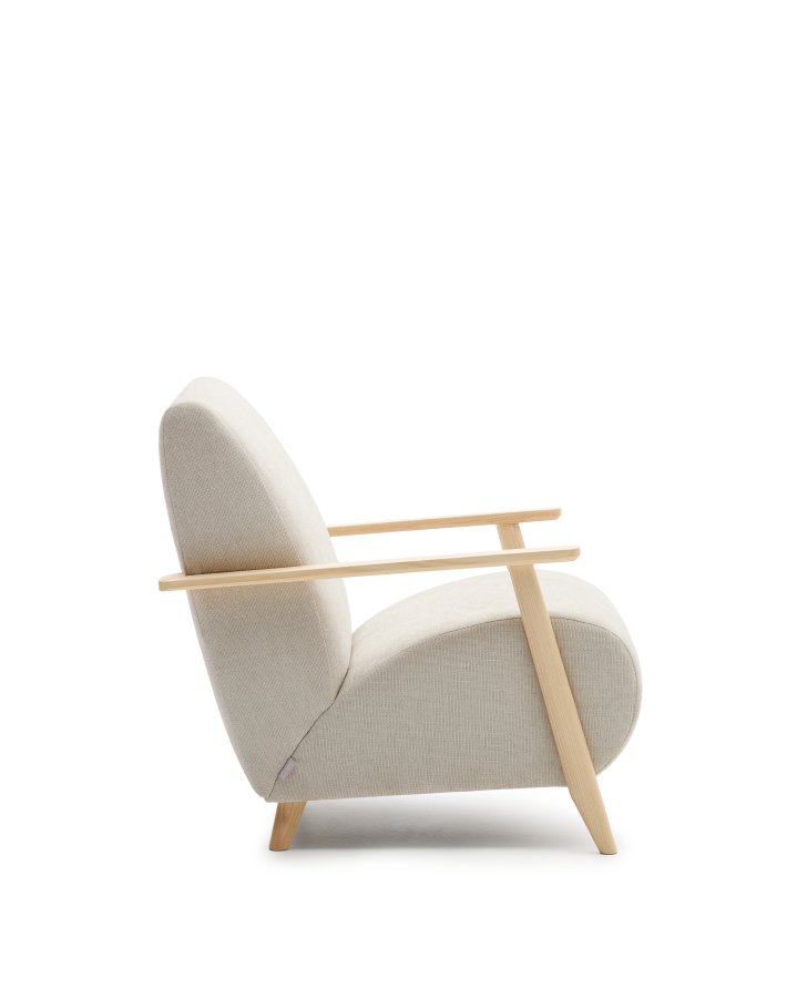 KAVE HOME Meghan lenestol i perlemor chenille og med heltre bk i naturlig utfrelse FSC Mix Cr