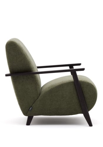 KAVE HOME Meghan lenestol, m. armlener - grnn chenille og bk med wenge-finish