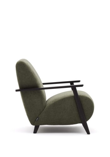 KAVE HOME Meghan lenestol, m. armlener - grnn chenille og bk med wenge-finish