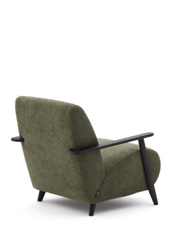 KAVE HOME Meghan lenestol, m. armlener - grnn chenille og bk med wenge-finish