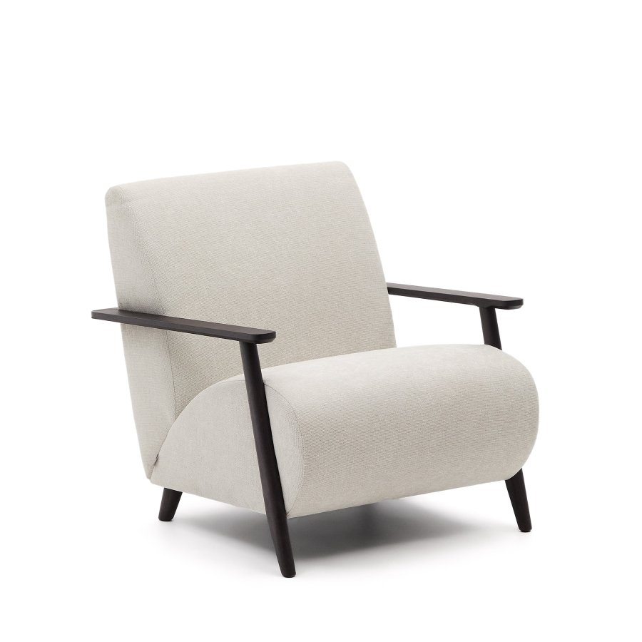 KAVE HOME Meghan lenestol, m. armlener - perlemor-chenille og bketre med wenge-finish