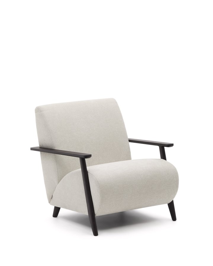 KAVE HOME Meghan lenestol, m. armlener - perlemor-chenille og bketre med wenge-finish