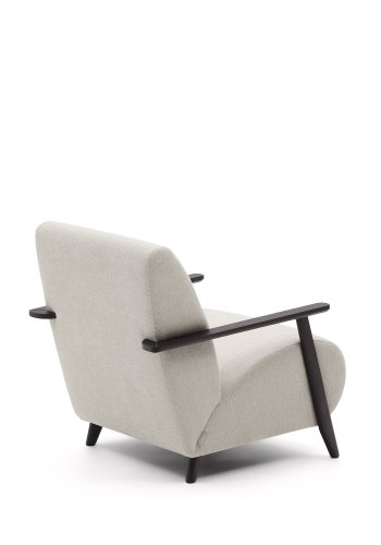 KAVE HOME Meghan lenestol, m. armlener - perlemor-chenille og bketre med wenge-finish