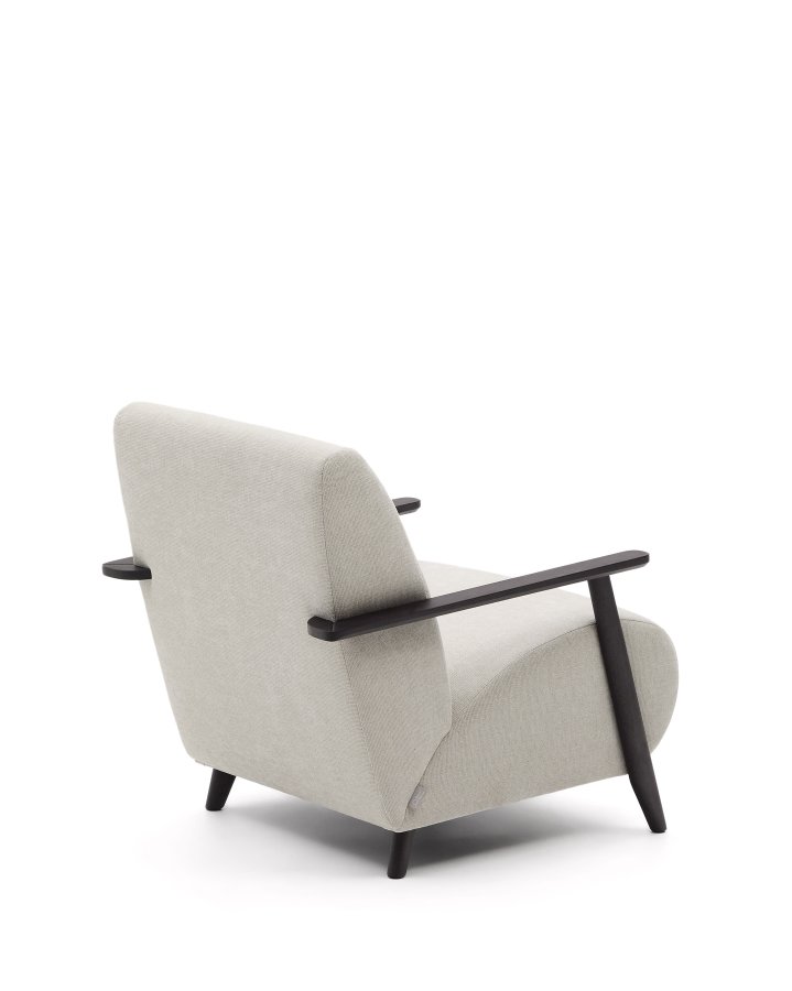 KAVE HOME Meghan lenestol, m. armlener - perlemor-chenille og bketre med wenge-finish