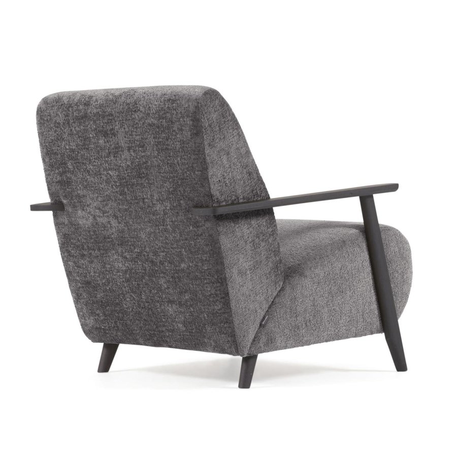 KAVE HOME Marthan Ftölj - Grtt Chenilletyg och Svart Ask