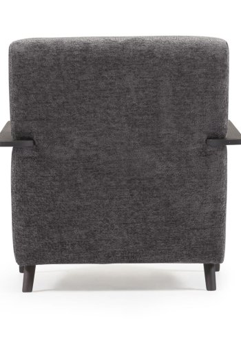 KAVE HOME Marthan Ftölj - Grtt Chenilletyg och Svart Ask