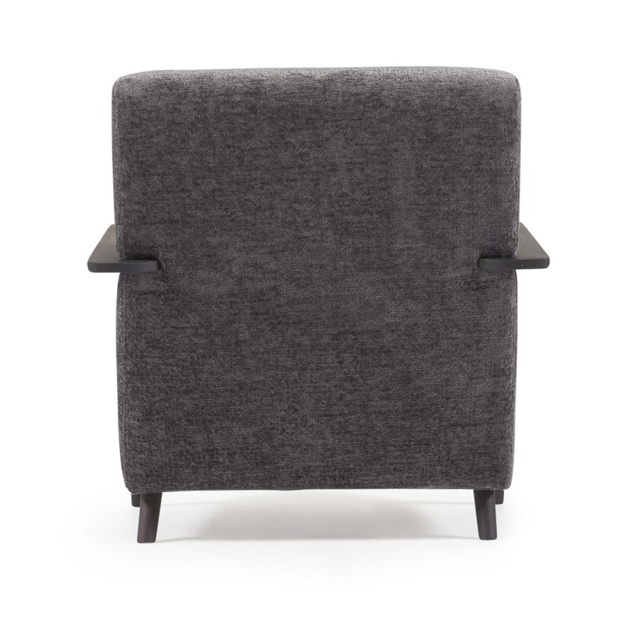 KAVE HOME Marthan Ftölj - Grtt Chenilletyg och Svart Ask