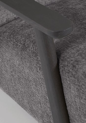 KAVE HOME Marthan Ftölj - Grtt Chenilletyg och Svart Ask