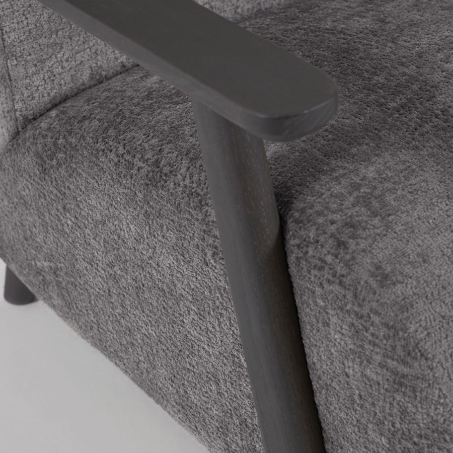 KAVE HOME Marthan Ftölj - Grtt Chenilletyg och Svart Ask