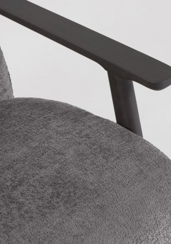 KAVE HOME Marthan Ftölj - Grtt Chenilletyg och Svart Ask