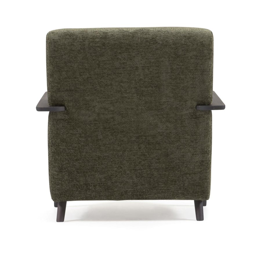 KAVE HOME Marthan lenestol - grnt chenillestoff og svart ask