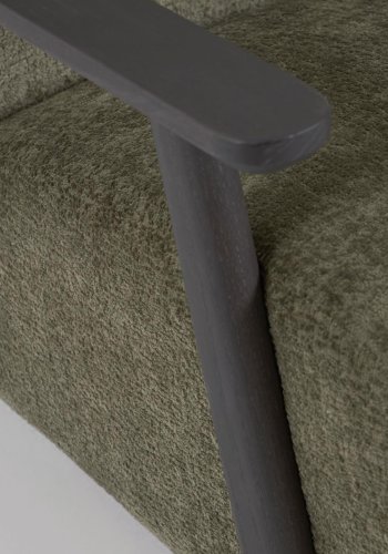 KAVE HOME Marthan lenestol - grnt chenillestoff og svart ask