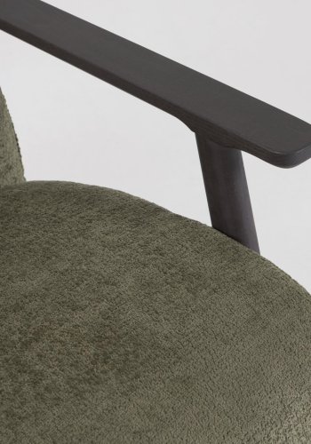 KAVE HOME Marthan lenestol - grnt chenillestoff og svart ask