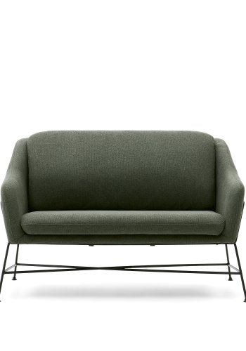 KAVE HOME Brida 2-manns sofa - grnt stoff og sort stl