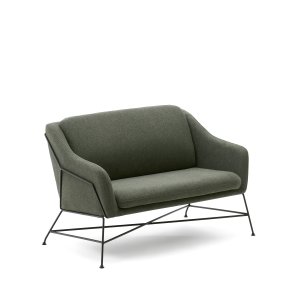 KAVE HOME Brida 2-sits soffa i gröna och stlben med svart finish, 128 cm