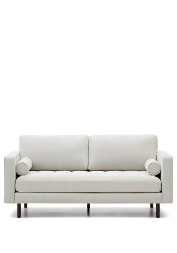 KAVE HOME Debra 2-sits soffa i p&auml;rl chenille och ben med wenge finish, 182 cm