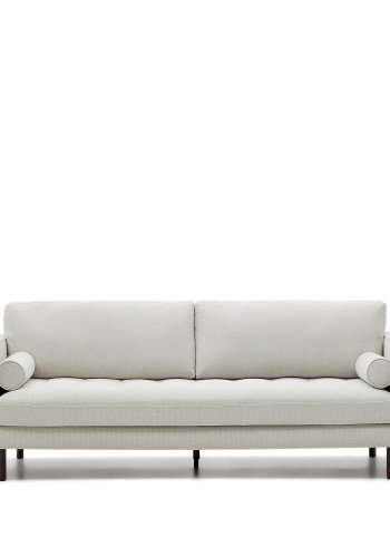 KAVE HOME Soffa Debra 3-sits i p&auml;rlchenille och ben med wengue-finish, 222 cm