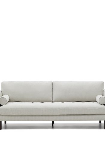 KAVE HOME Soffa Debra 3-sits i p&auml;rlchenille och ben med wengue-finish, 222 cm