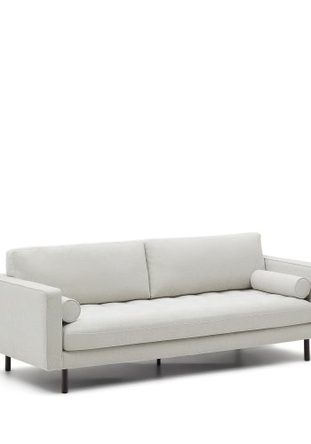 KAVE HOME Soffa Debra 3-sits i p&auml;rlchenille och ben med wengue-finish, 222 cm