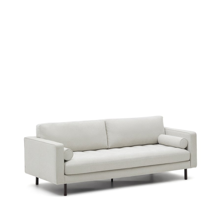 KAVE HOME Soffa Debra 3-sits i p&auml;rlchenille och ben med wengue-finish, 222 cm