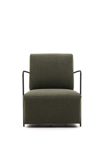 KAVE HOME Gamer lenestol, m. armlen - grnt stoff og matt sort metall