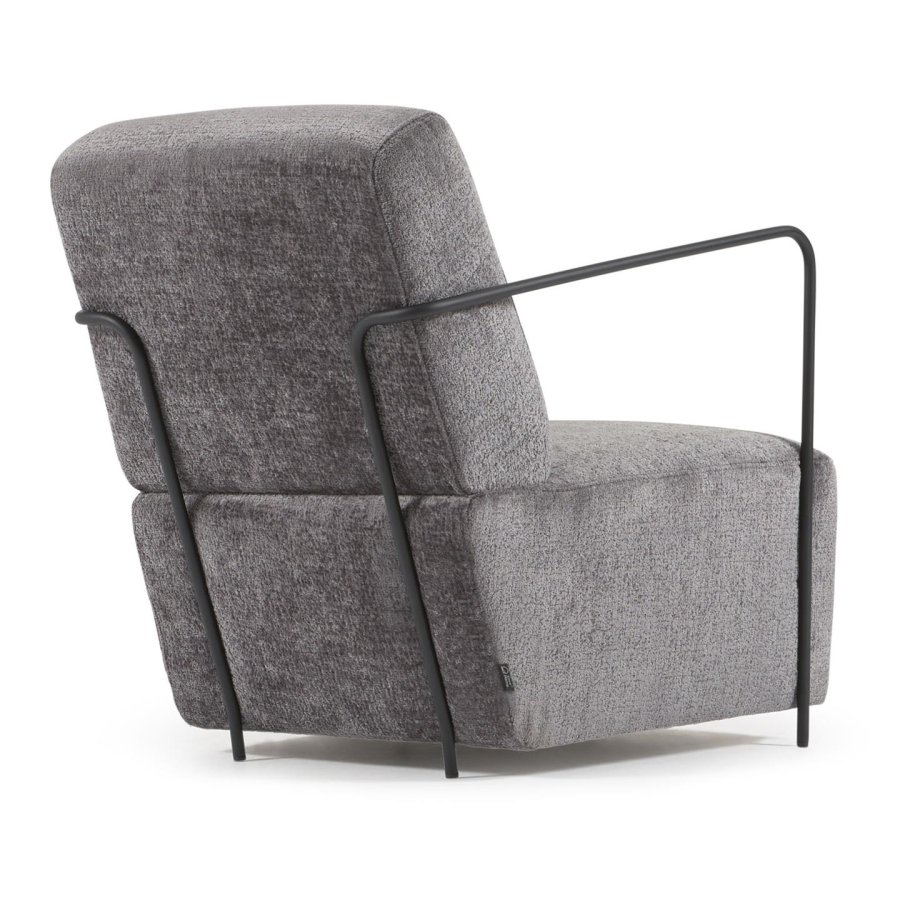 KAVE HOME Gamingftölj - Grtt Chenilletyg och Svart Stl