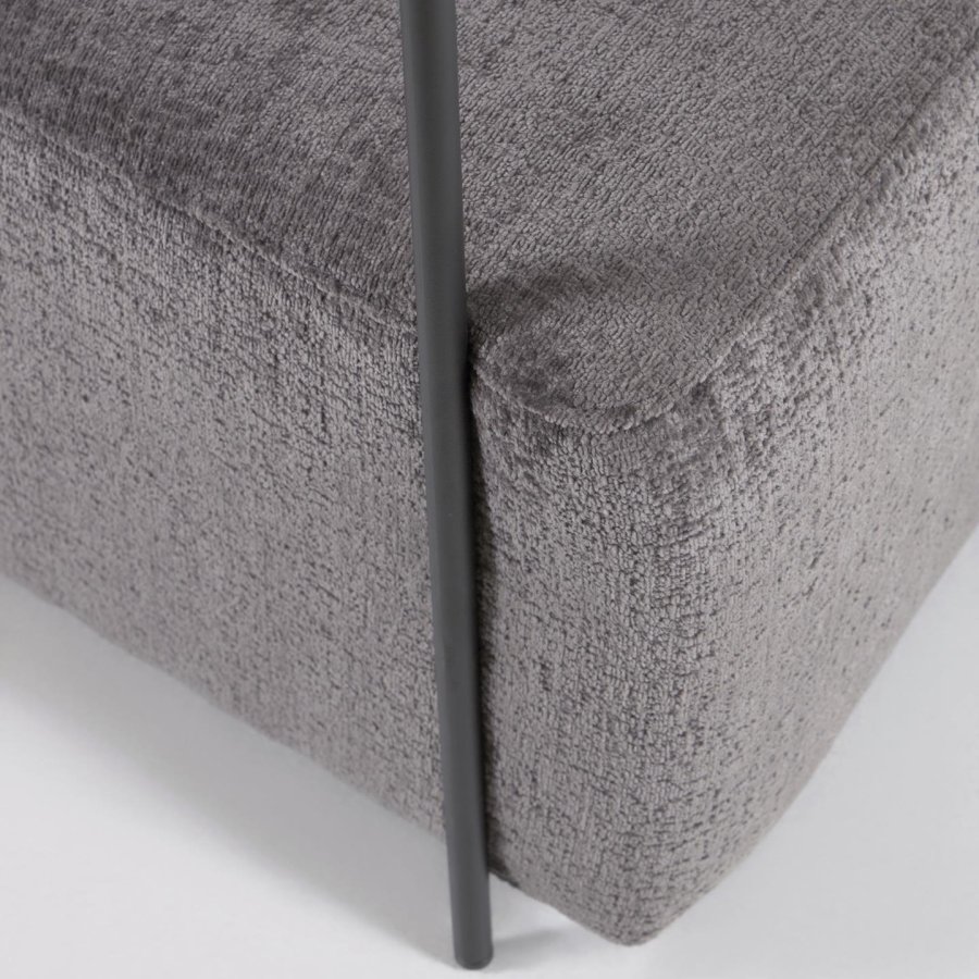 KAVE HOME Gamingftölj - Grtt Chenilletyg och Svart Stl