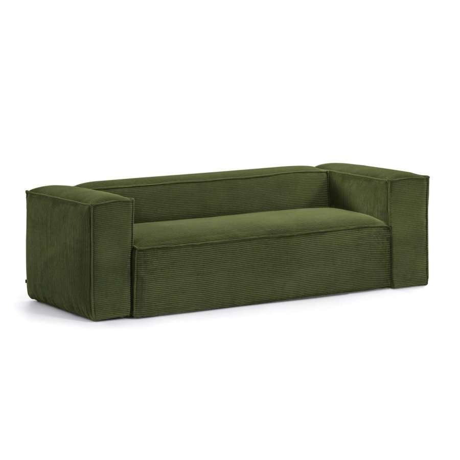 KAVE HOME Blok 3-seters sofa - grnn kordflyel (240 cm)