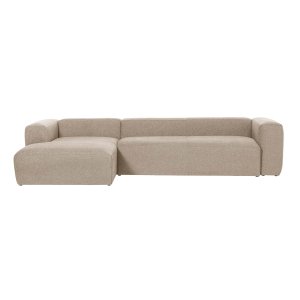KAVE HOME Blok Soffa, med Vänster Schäslong - Beige Polyester