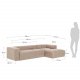 KAVE HOME Block sofa, med hyre sjeselong - beige polyester og stl