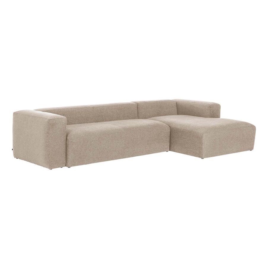 KAVE HOME Block sofa, med hyre sjeselong - beige polyester og stl