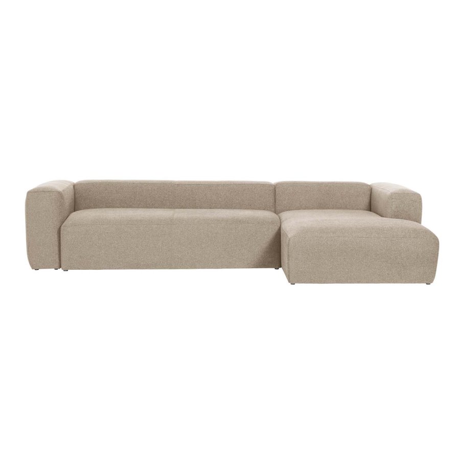 KAVE HOME Block sofa, med hyre sjeselong - beige polyester og stl