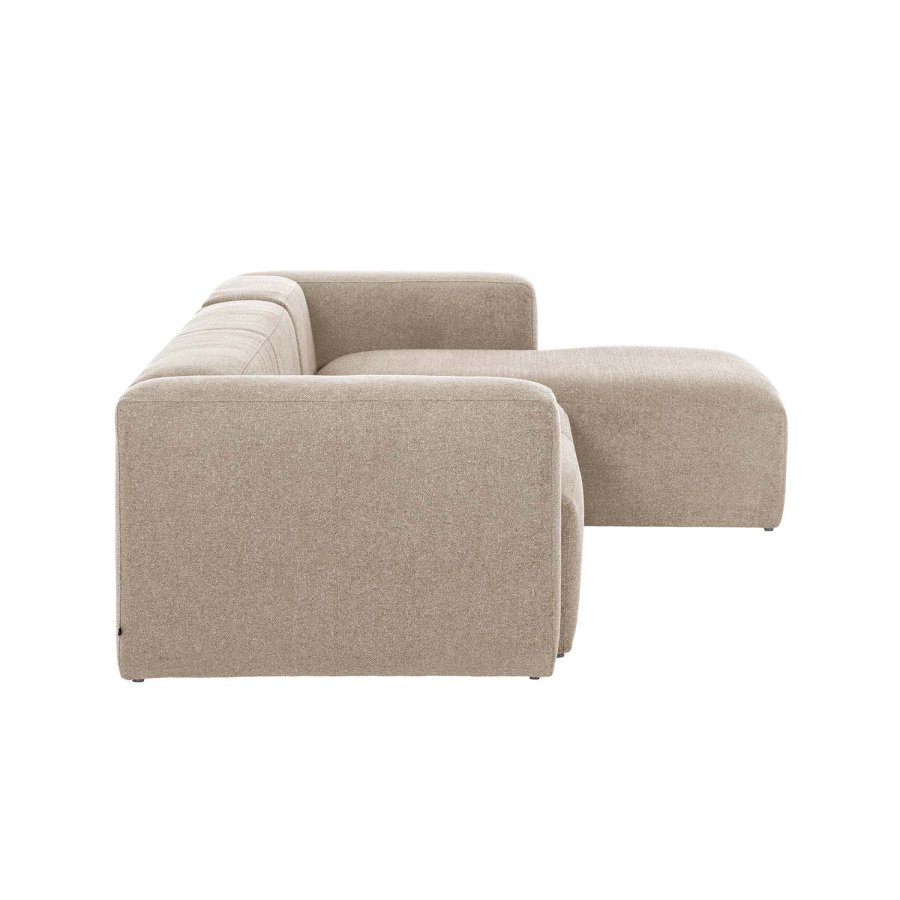 KAVE HOME Block sofa, med hyre sjeselong - beige polyester og stl