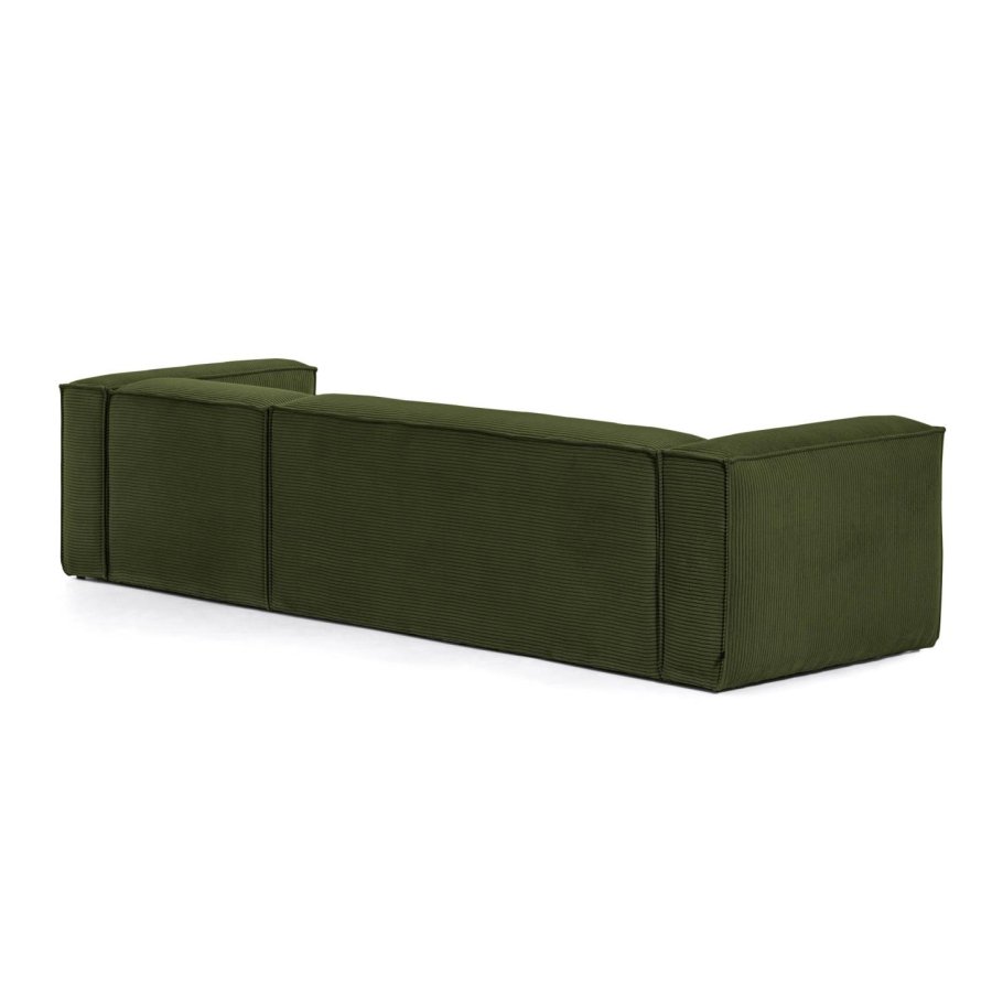 KAVE HOME Blok 3 pers. sofa, m. hjre chaiselong - grn corduroy fljl (330 cm)