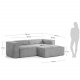 KAVE HOME Blok sofa, m. h�jre chaiselong - gr� fl�jl