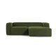 KAVE HOME Blok 2-manns sofa, med hyre sjeselong - grnn kordflyel (240 cm)