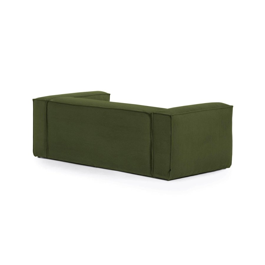 KAVE HOME Blok 2-manns sofa, med hyre sjeselong - grnn kordflyel (240 cm)