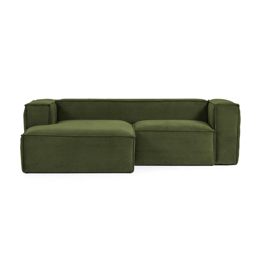 KAVE HOME Blok 2 pers. sofa, m. venstre chaiselong - grn corduroy fljl (240 cm)