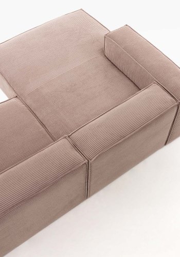 KAVE HOME Block sofa, med sjeselong - rosa fl�yel