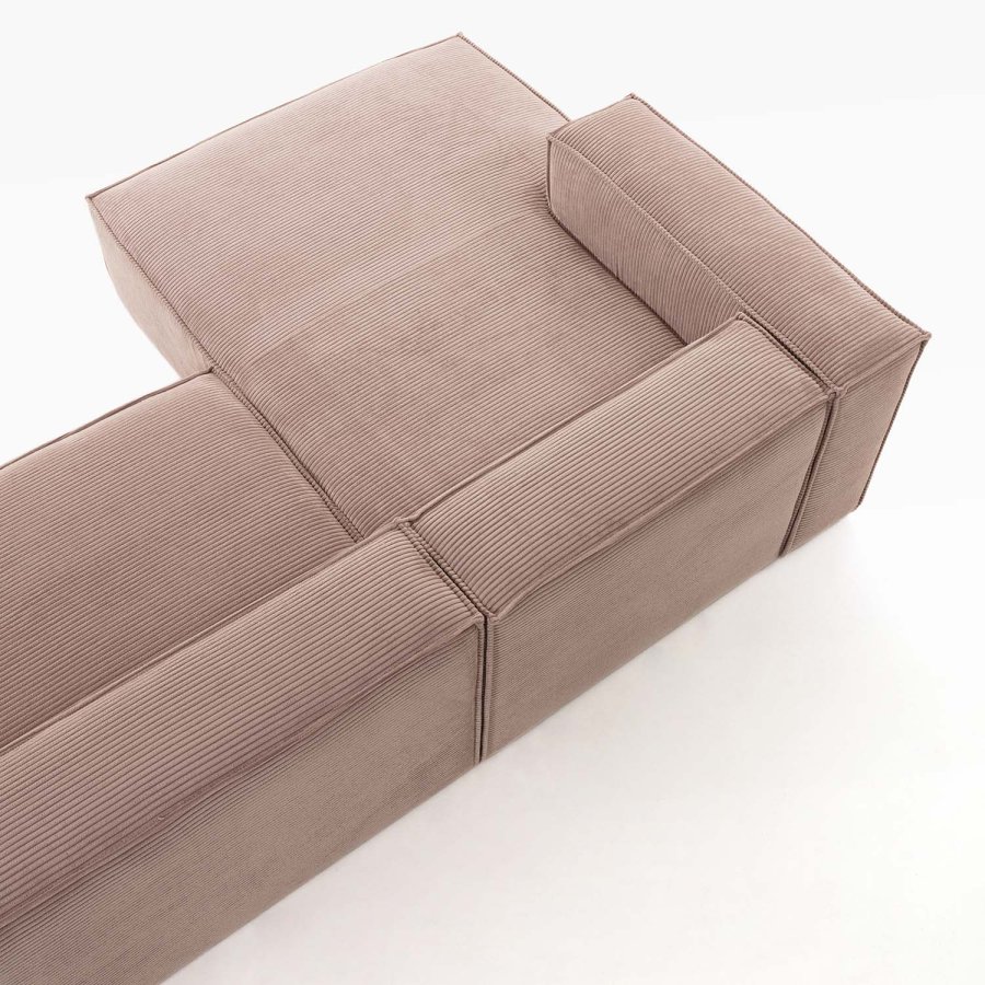 KAVE HOME Block sofa, med sjeselong - rosa fl�yel