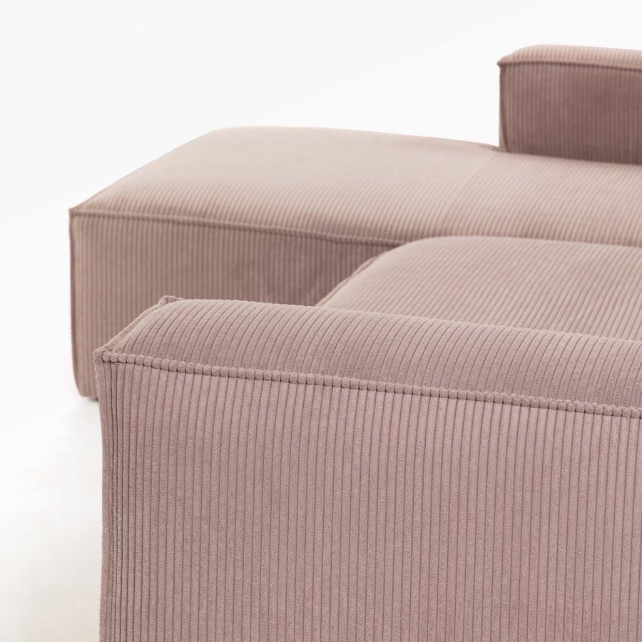 KAVE HOME Block sofa, med sjeselong - rosa fl�yel