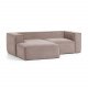 KAVE HOME Block sofa, med sjeselong - rosa fl�yel