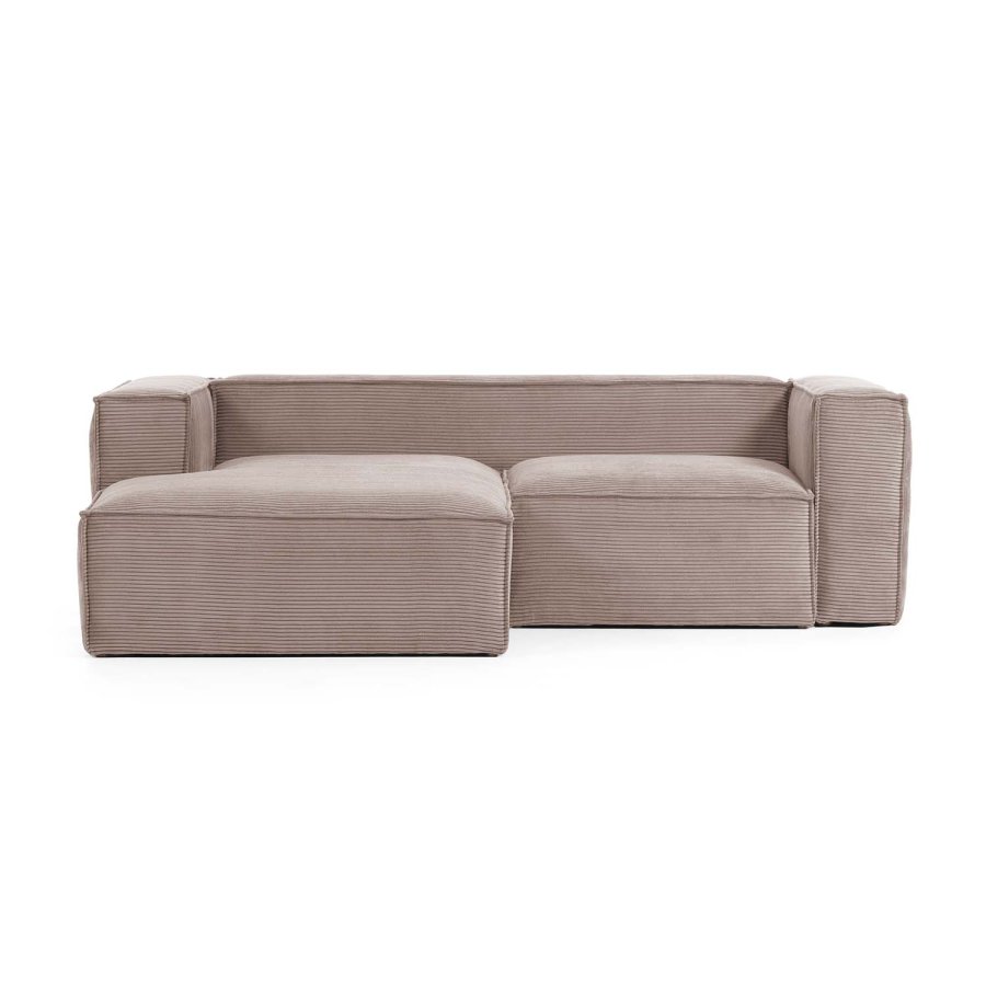 KAVE HOME Block sofa, med sjeselong - rosa fl�yel