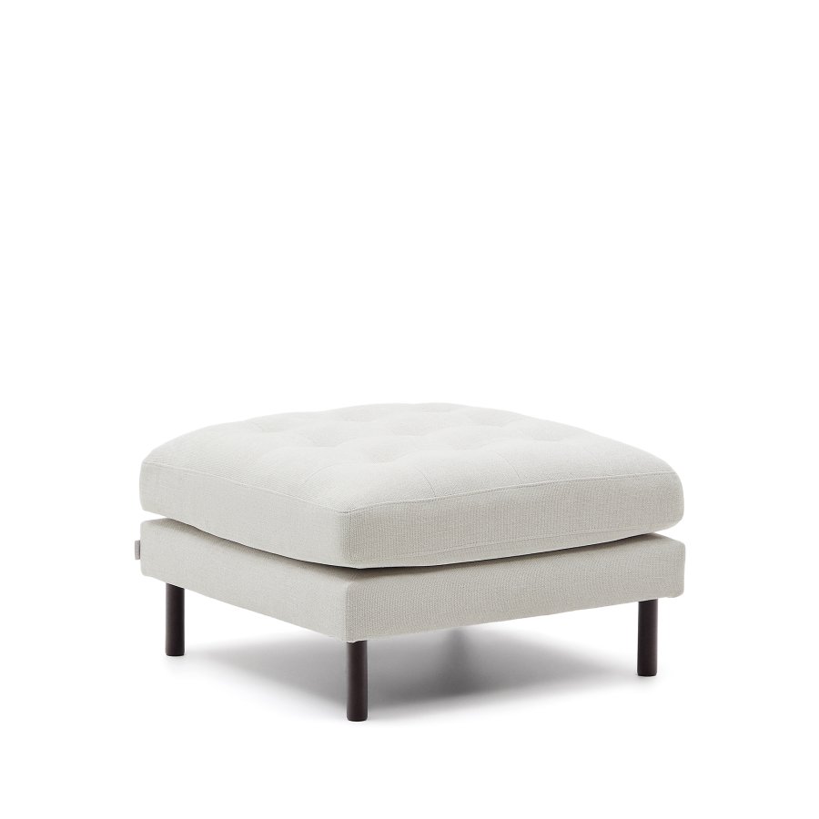 KAVE HOME Debra fodskammel, kvadratisk - perlemor chenille med ben i weng&eacute;finish (80x80)