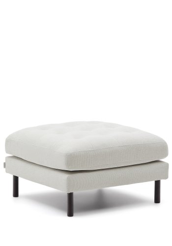 KAVE HOME Debra fodskammel, kvadratisk - perlemor chenille med ben i weng&eacute;finish (80x80)