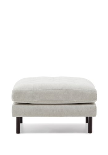 KAVE HOME Debra fodskammel, kvadratisk - perlemor chenille med ben i weng&eacute;finish (80x80)